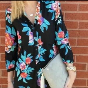 Anthropologie Maeve Woodland Walk Black Floral